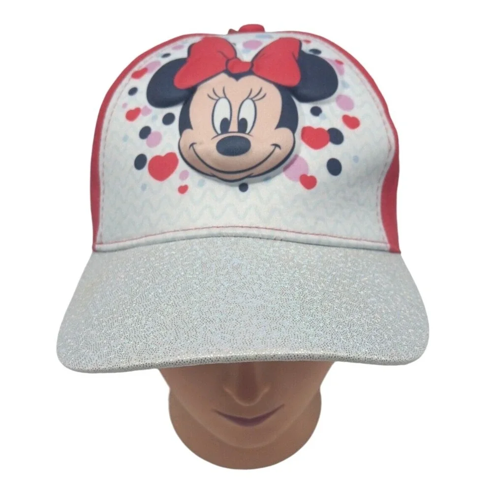 Girdles Minnie Mouse 3D Pop Out Minnie Face hat, Red &‎ Silver Cap, Adjustable